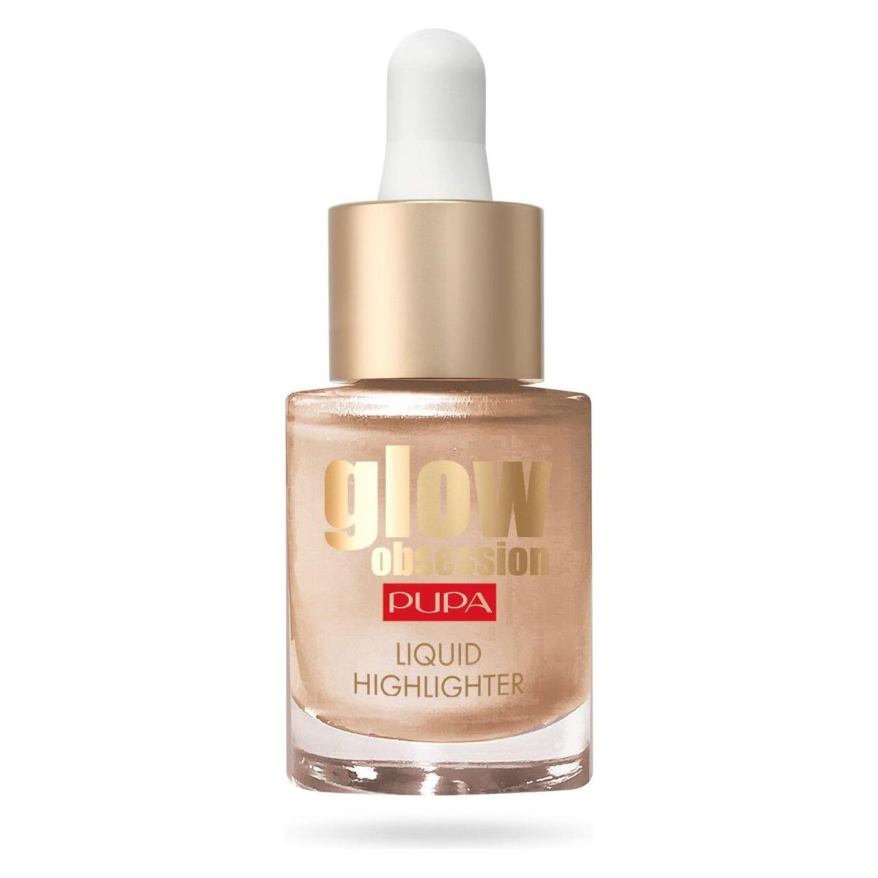 Pupa Milano Glow Obsession Liquid Highlighter Metallic Effect Moon Light (002 Moon Light, Highlighter, 13.50 ml) (050132A002)