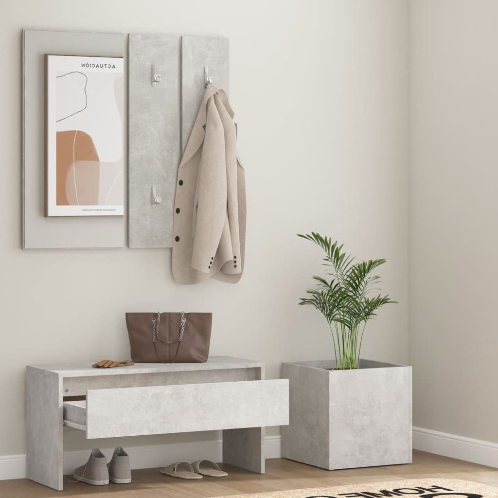 17 Stories Jilek vidaXL Hallway Furniture Set Engineered Wood Grey