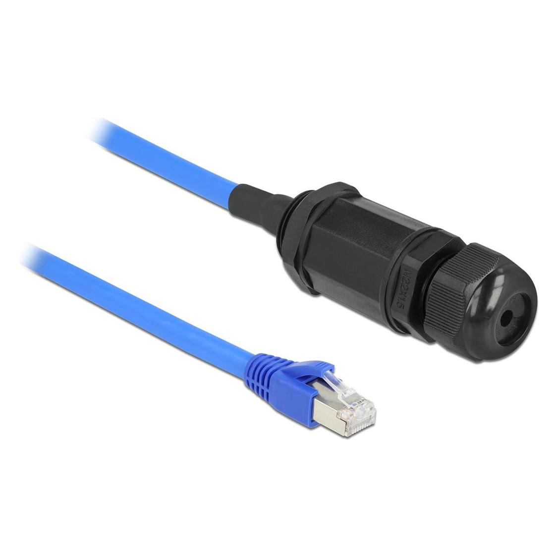 Delock Kabel RJ45 Stecker zu RJ45 Buchse Cat.6 wasserdicht mit Kabelverschraubung (S/FTP, CAT6, 0.25 m) (66808)