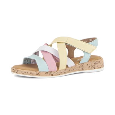 Riemchensandale GABOR "Rhodos", Damen, Gr. 37, ungefüttert, bunt (multi), Nappaleder, Schuhe Riemchensandale, Sandalette, Sommerschuh im Kontrast-Look, G-Weite