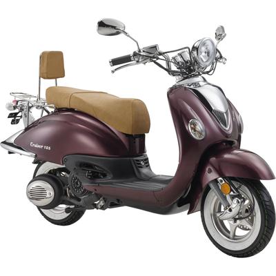 Motorroller LUXXON "LuXXon Cruiser Motorroller (80 km/h), 125 ccm", coffee, Motorroller, ohne Topcase, 80 km/h, Euro 5+, EFI, 7,1 PS, Retro-Design, Staufach, Roller, Scooter, Chopper, B:88cm H:109cm L:187,5cm