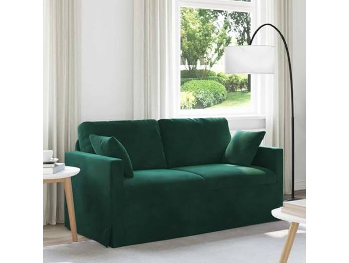 ZQQLVOO Sofa Dunkelgrün 158 x 78 x 80 cm Samt Modular Design, Metallrahmen, Holzarmlehnen, Plastikfüße, Wohnzimmer