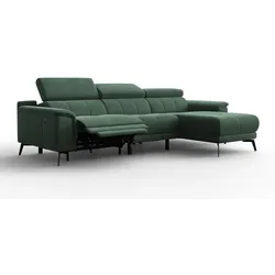 ECKSOFA FIERO 4-Sitzer RECHTS, Grüner Veloursstoff
