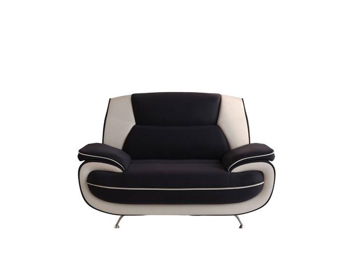 Kaiser Möbel Sessel, Stoff Soft, Schwarz + Weiß, Palermo, Holz, 128x89x87 cm, Wohnzimmer, Sessel, Polstersessel