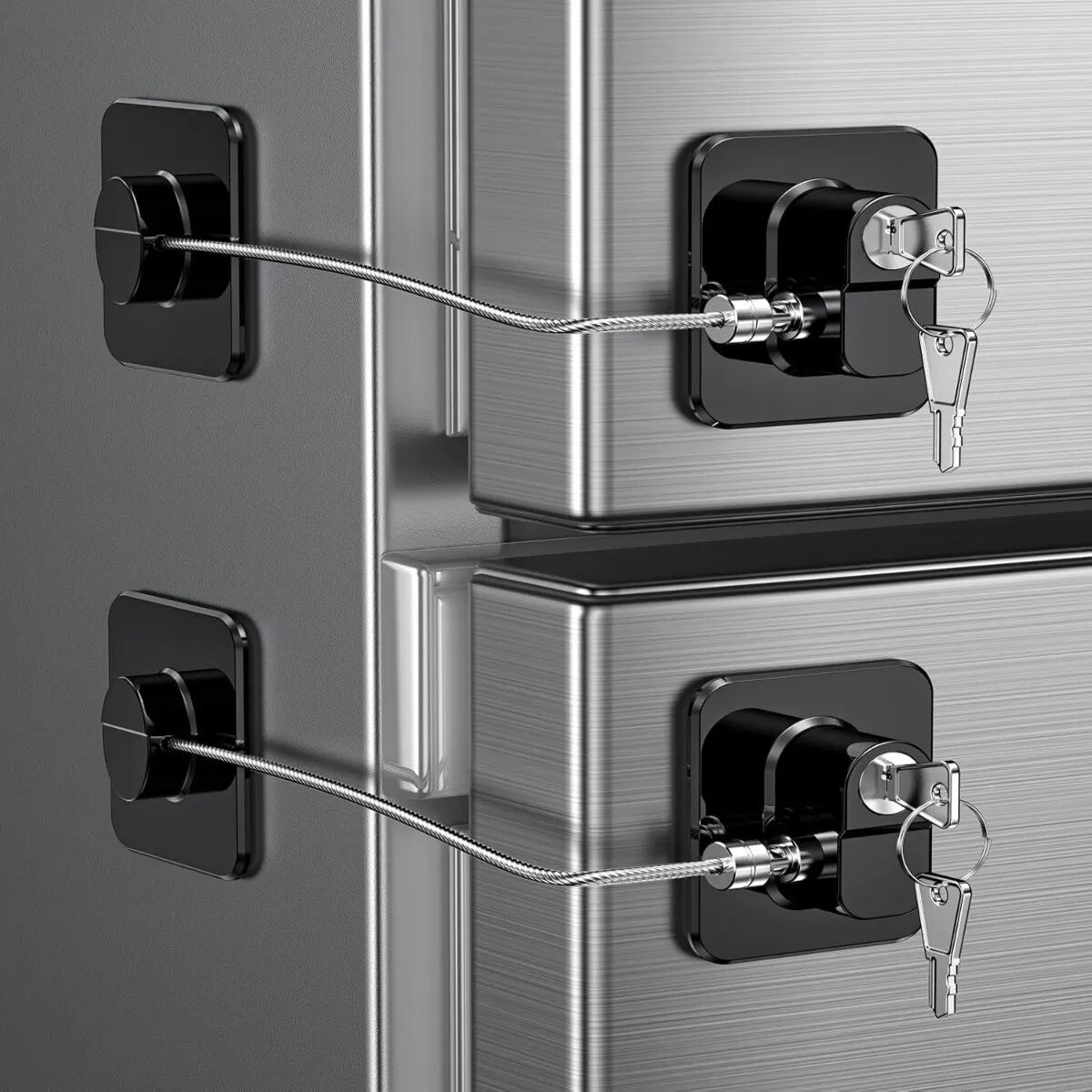INF Bohrenfreies Klebe-Kühlschrank-Schloss 2er-Pack Schwarz