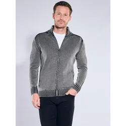 engbers Herren Modische Strickjacke Grau regular uni Stehkragen - 3XL