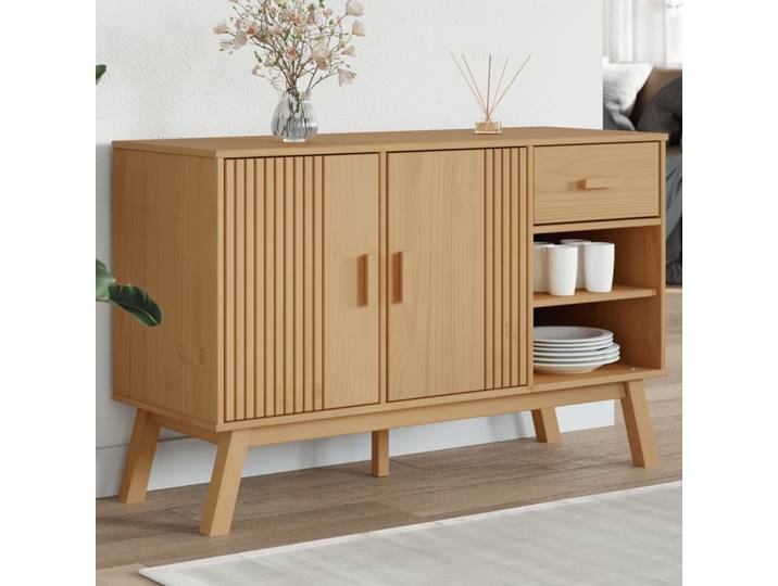 vidaXL Sideboard OLDEN Braun 114x43x73,5 cm Massivholz Kiefer