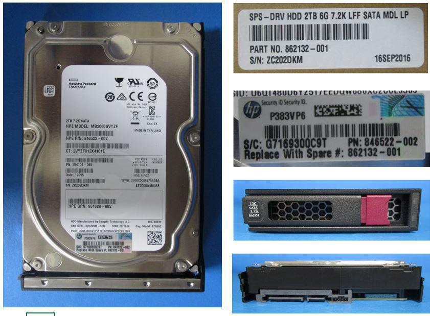 Hpe 862132-001, 2 Tb, 7200 Rpm, 3.5", Sata
