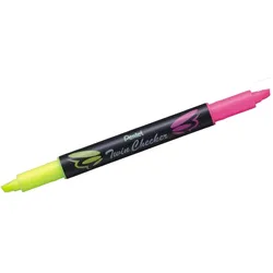 Pentel Textmarker Twin Checker 1-3,5mm gelb/pink Packung mit 12 Stück