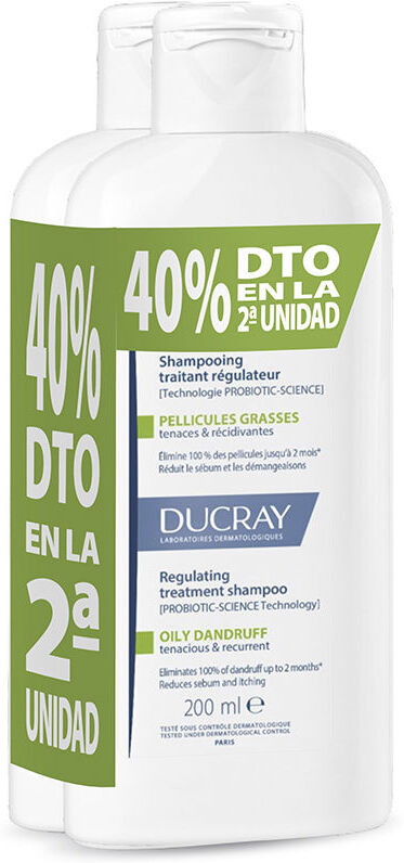 Ducray Shampoing Kelual Squanorm pour pellicules grasses, pack de 2 x 200 ml