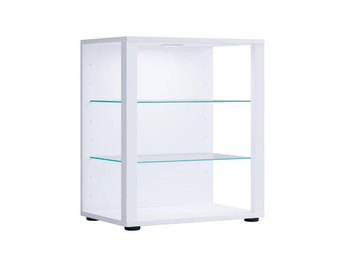 Vitrine VCM Glasol S 52 x 60 cm , weiss (weiß), B:52cm H:60cm T:35cm, Holzwerkstoff, MDF, Sicherheitsglas ESG, Schränke, Vitrine