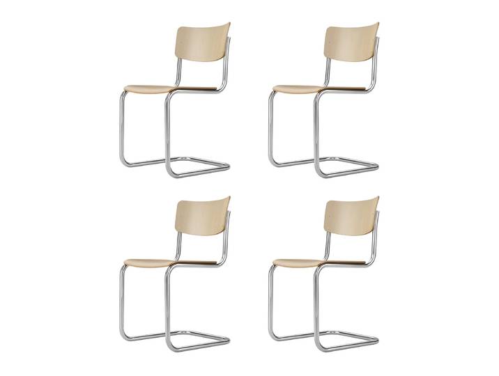 Thonet - S 43 Stuhl, Chrom / Buche natur (TP 17) (4er-Set)