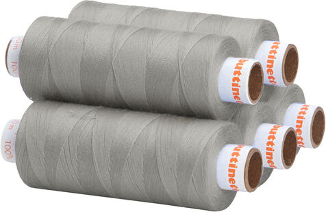 buttinette Universal-Nähgarn, Stärke: 100, 5er-Pack, stein