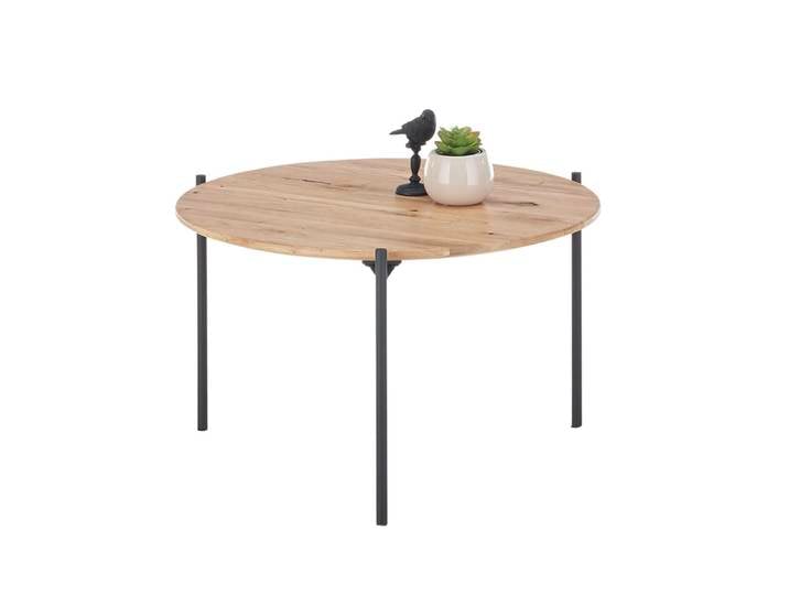 Couchtisch Assuan , Eiche massiv , rund , Eiche / schwarz , 74 cm