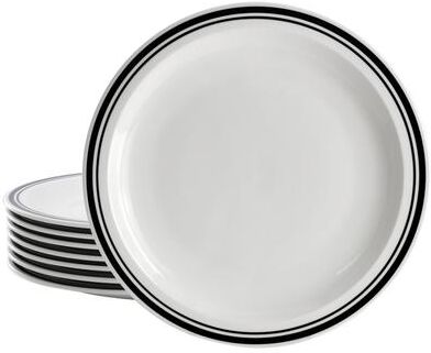 Gibson Home 8 Piece Everyday Use 11 Inch Dinner Plate Set in Banded Black