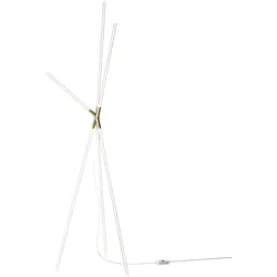 Zafferano Brillante Design-Stehleuchte mit Stativ, zylindrischen Polycarbonat-Diffusoren und goldfarbenem Aluminiumgestell, LED-Technologie
