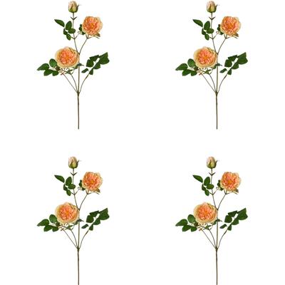 Kunstblume CREATIV GREEN "Rosenzweig", rot (apricot), H:73cm, Obermaterial: 60% Polyester, 40% Polyethylen, Kunstpflanzen