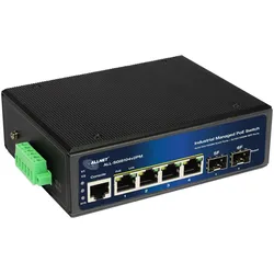 Allnet Switch industrial full managed Layer2+ 6 Port GbE &bull PoE Budget 120W &bull 4x PoE at &bull (6 Ports), Netzwerk Switch, Grau