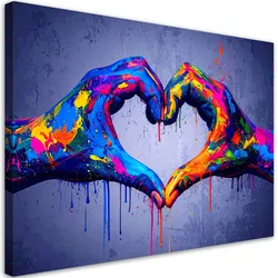 LEINWANDBILD Hände Herz Liebe Graffiti 120x80cm