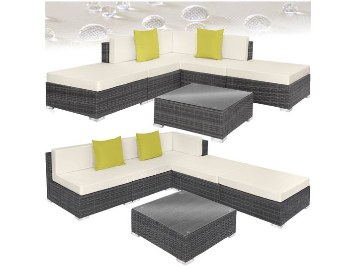 Rattan Lounge mit Aluminiumgestell Paris - grau