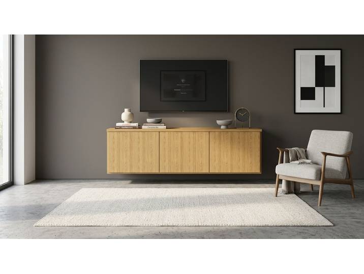 Commode suspendue sur mesure Chêne Naturel huilé