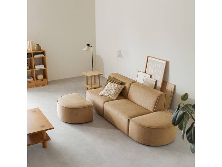 Modulares 2-Sitzer-Sofa aus camelfarbenem Stoff Dario - Braun - Fabric