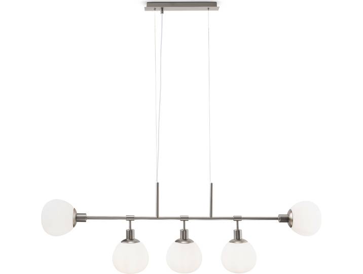 Lampe à suspendre\, métal nickelé\, 5 flammes\, douilles E14