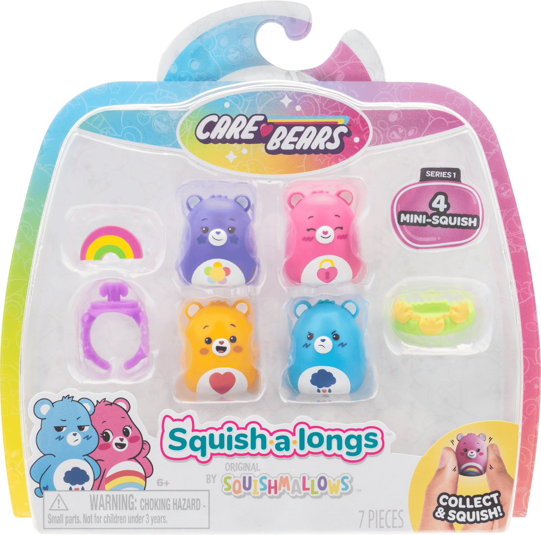 Squishmallows Squish-a-longs Care Bears Mini-Squish 4-Pack Style 2 for Kids, Collectible Figures, 2.5 cm High, Jazwares Brand