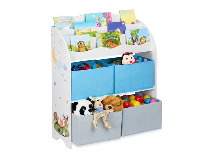 Relaxdays Kinderregal mit 4 Stoffboxen