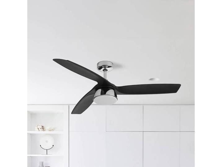 Beacon Lighting LED-Deckenventilator Bronx DC-Motor leise 132 cm CCT Bronx, dimmbar, schwarz, für Wohn- / Esszimmer, Kunststoff, Modern