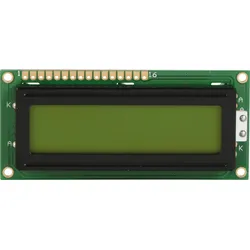 LCD-PM 2X16-6 B - LCD-Modul, 2x16, H:5,6mm, ge/gn, m.Bel.