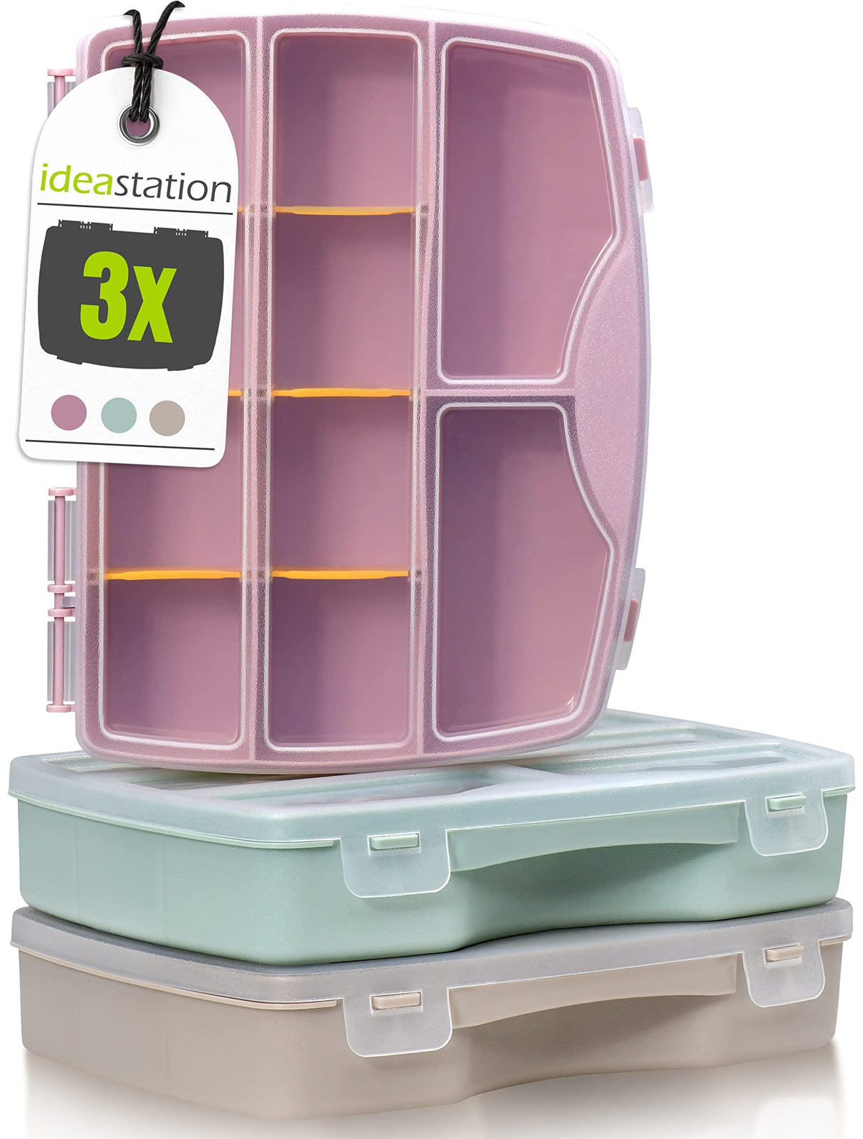 Dripio Solid Sorteerbox met deksel, 3-delig, kunststof, stapelbaar