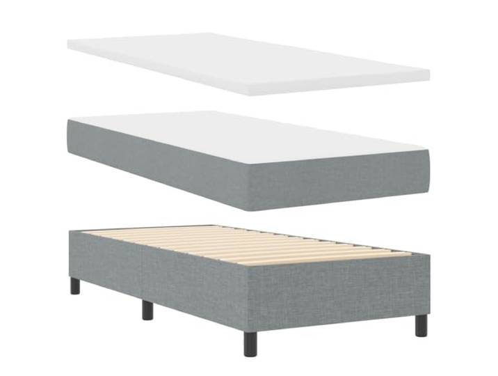 Taschenfederkern LED Stoffkopfteil Luxus Boxspringbett Hellgrau 100 x 200 Boxspringbett mit Matratze mit LED Hellgrau 100 x 200 cm Stoff Taschenfederkern höhenverstellbares Kopfteil Modernes Design
