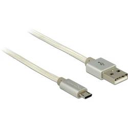 Delock USB-Kabel USB 2.0 USB-A Stecker, USB-Micro-B Stecker 1.00 m Weiß Textil-Mantel 83916