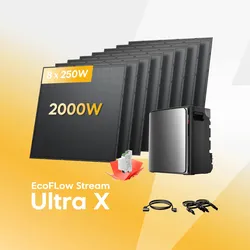 EcoFlow Stream Ultra X, mit 8 x 250W Bifaziale Solarmodule, by Powerness - 3.84kWh / Gratis EcoFlow x Shelly Smart Meter / Selbstabholung