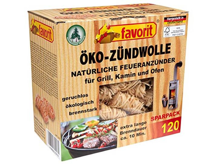 Favorit 1217 Aanmaakblokjes (houtwol en was), 120 stuks, ecologische aanmaakblokjes en natuurproduct, duurzaam geproduceerd