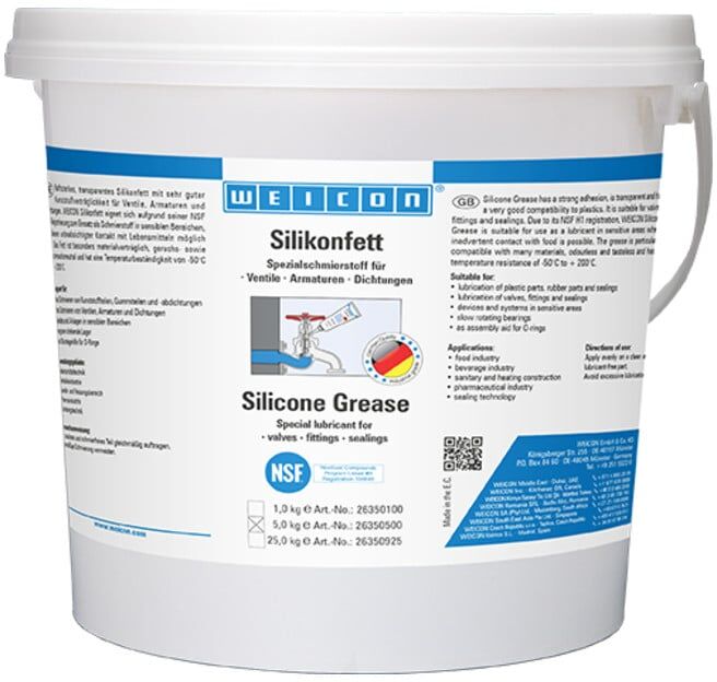 WEICON Silikonfett, lebensmittelechtes Schmierfett, 5 kg, farblos, transluzent (26350500)