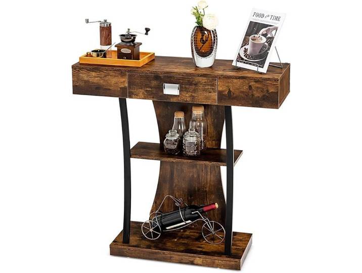 Table Console -RELAX4LIFE- Console Meuble d'Entrée - 3 Niveaux - Dispositif Anti-Basculement - Support en Métal - Charge 60KG