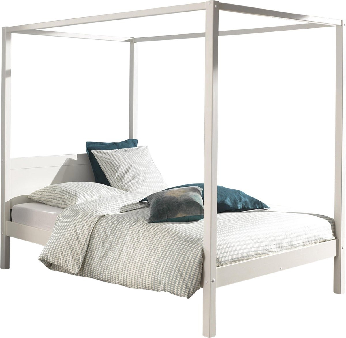 Vipack Hemelbed Pino wit van massief hout B/D/H: 140 x 200 cm