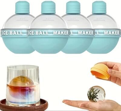 Uplifted Finds Spherical Ice Molds For Whiskey And Cocktails 4 Pcs Blue