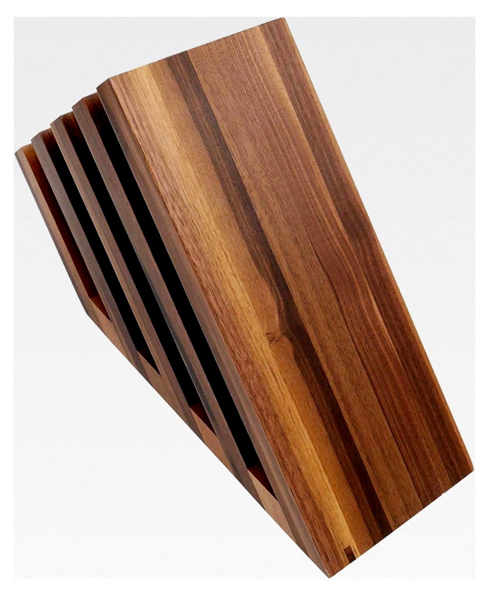 Magnetischer Messerblock aus Nussbaum | aus massivem Nussbaumholz | mit starken Magneten und rutschfesten Gummipads | für bis zu 14 Messer | italienisches Design | ohne Messer