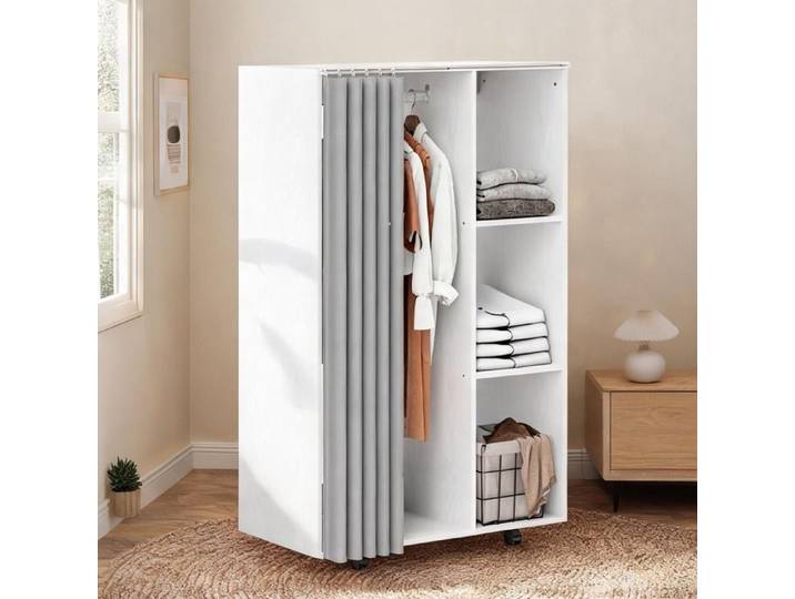 Armoire penderie mobile en panneau de particules blanc 3 compartiments ouverts - Blanc Panneau de particules 80 x 40 x 128 cm