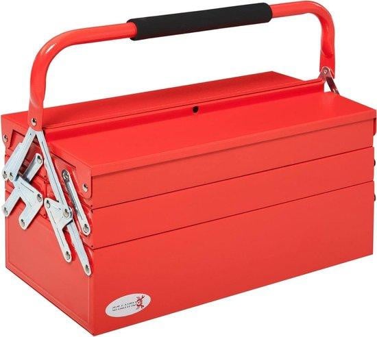DURHAND Opvouwbare Gereedschapskist met 5 vakken - Rood - 45 x 34.5 cm