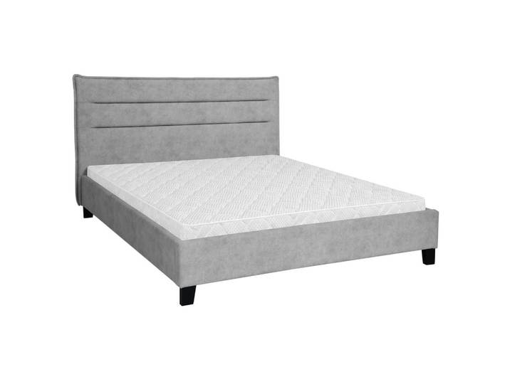 Beautysofa Polsterbett Mane, mit Taschenfedernmatratze 26 cm, ohne Bettkasten, 160x200 cm, Velours-Stoff, Grau, H2, Höhe ca. 10 cm, 160x200 cm, Schlafzimmer, Betten, Polsterbetten