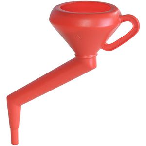 Hünersdorff Trichter 956200, rot, Ø 17,5 cm, aus Kunststoff, mit Sieb und abgewinkeltem Auslauf