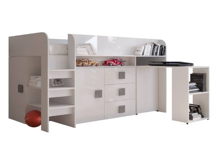 ABIKS MÖBEL Etagenbett TOLEDO 1 Hochbett für Jugendliche, mit Schreibtisch, Kleiderschrank