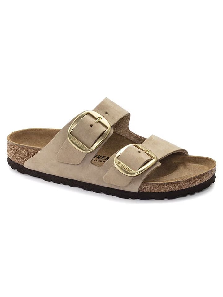 Birkenstock Leder-Pantoletten "Arizona" in Beige - Weite N - 38