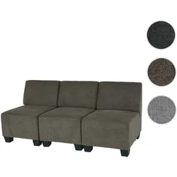 Modular 3-Sitzer Sofa Couch Lyon, Stoff/Textil ~ braun, ohne Armlehnen