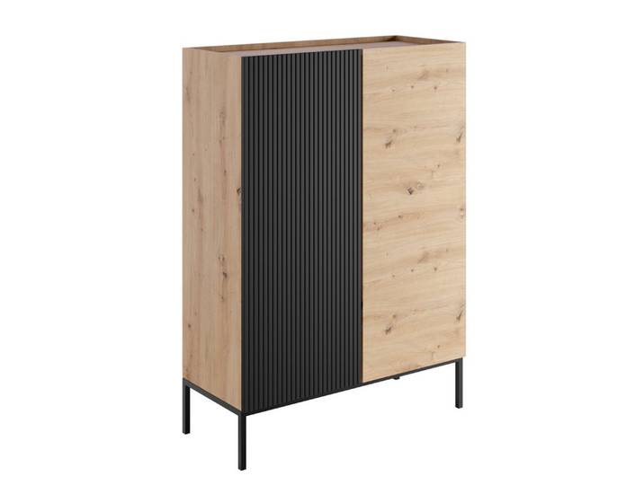 Compleo Hochkommode Kommode mit geriffelter Front KELLY, Push to open Funktion