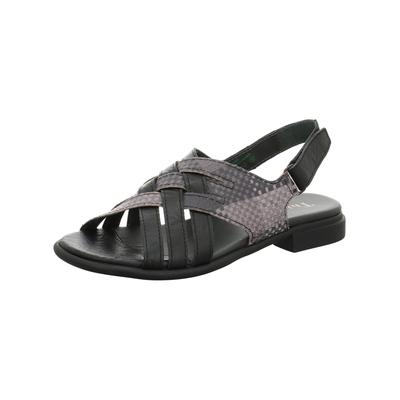 Riemchensandale THINK "Think Sandalen Leder", Damen, Gr. 39, schwarz (schwarz kombi), Leder, Schuhe Riemchensandale